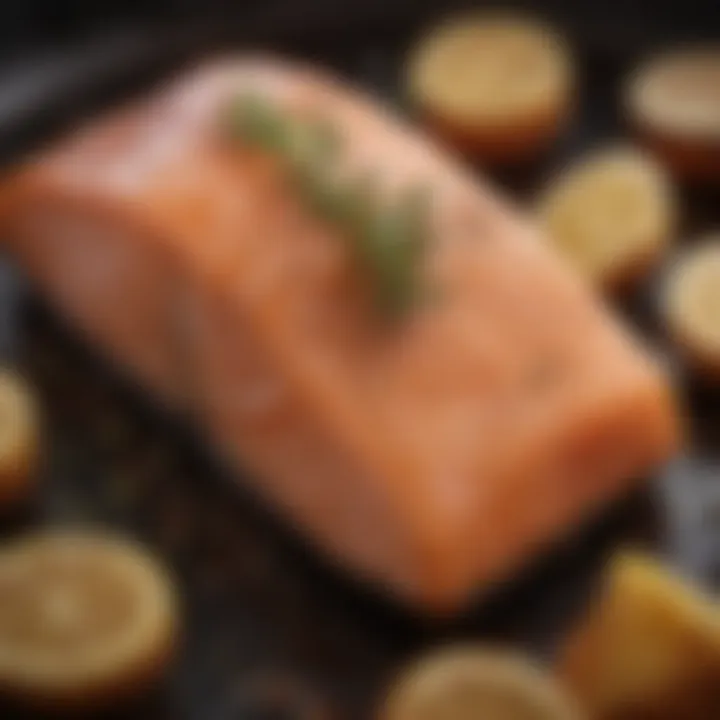 Air fryer with perfectly cooked salmon inside