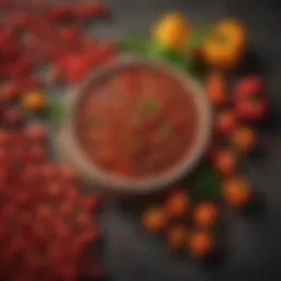 A vibrant spread of fresh ingredients for chili beans, showcasing bell peppers, tomatoes, and beans.