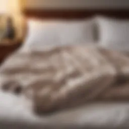 A clean and plush weighted blanket laid out on a bed