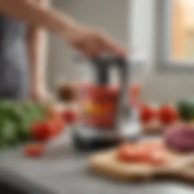 User utilizing the Aldi food chopper with ease