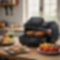 Versatile kitchen appliance showcasing grill and air fryer functionalities