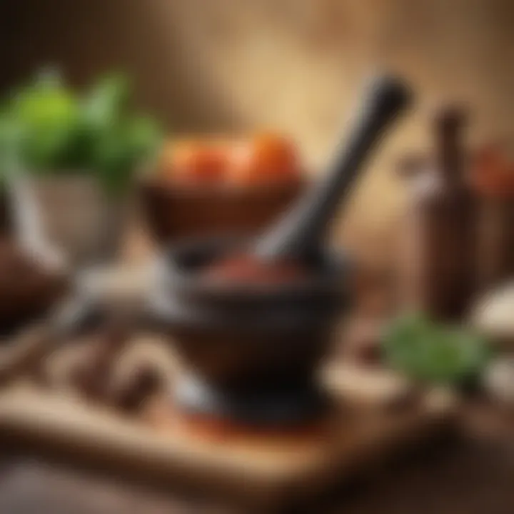 A traditional mortar and pestle showcasing the blending of flavors