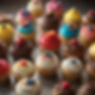 Delightful Mini Cupcake Assortment A vibrant assortment of mini cupcakes showcasing various flavors and decorations