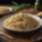 A vibrant plate of baked rice featuring white beans, leeks, and lemon zest.