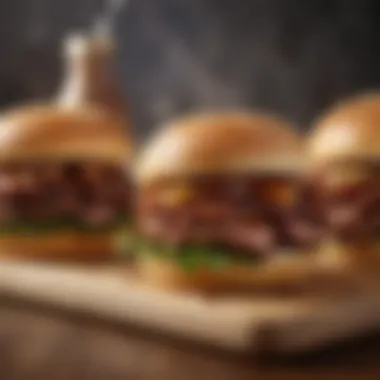 Artful Presentation of BBQ Sandwiches An aesthetically arranged platter of BBQ sandwiches