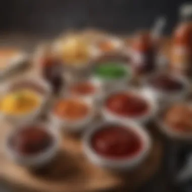 Variety of BBQ Sauces Selection of various BBQ sauces in small bowls