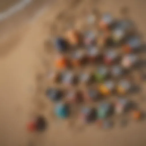 Stunning beach tumbler collection displayed on a sandy shore