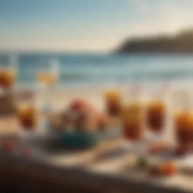 Elegant beach gathering featuring premium tumblers on a table