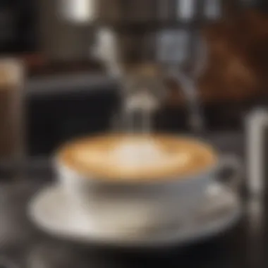 Close-up of a latte art being created