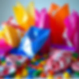 Colorful assortment of goody bag items