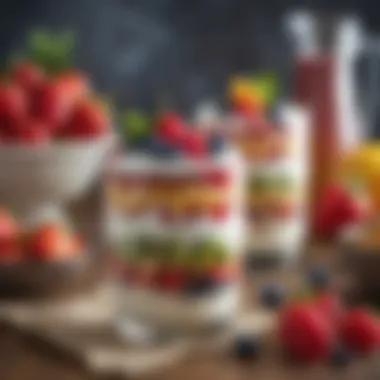 Fruit and Yogurt Parfait for a Healthy Snack Colorful fruit and yogurt parfait