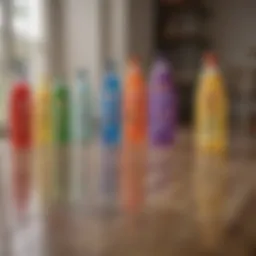A selection of laminate floor cleaner liquids in various bottles