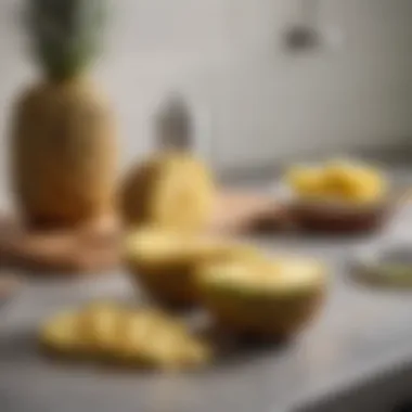 Comparison of different pineapple cutters on a kitchen countertop