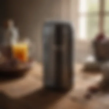 Thermos placed on a rustic wooden table