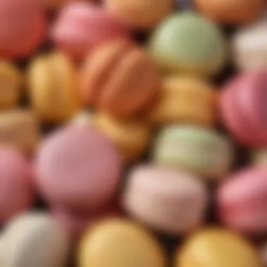 A close-up of a macaroon with a delicate filling, showcasing its texture