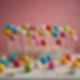 Colorful assortment of cake pop wrappers displayed on a decorative table