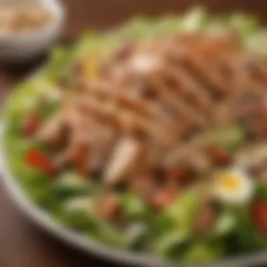 A close-up of the BBQ Chicken Salad showcasing its textures and colors