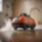 Steam cleaning tiles with equipment