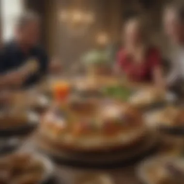 Families gathered around a table enjoying Cannata King Cake during a festive celebration.