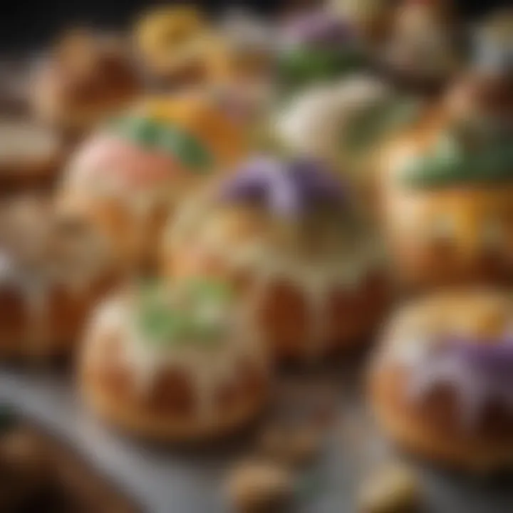 An assortment of Cannata King Cake variations highlighting diverse flavors and fillings.