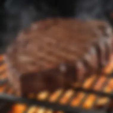 Sizzling Steak on the Grill Close-up of a sizzling steak on a Char Griller