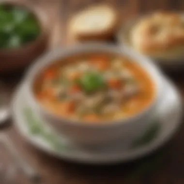 Comforting Hearty Soup A delicious bowl of hearty soup garnished with fresh herbs