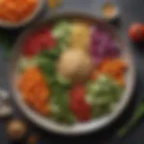 A vibrant plate of colorful vegetables and grains