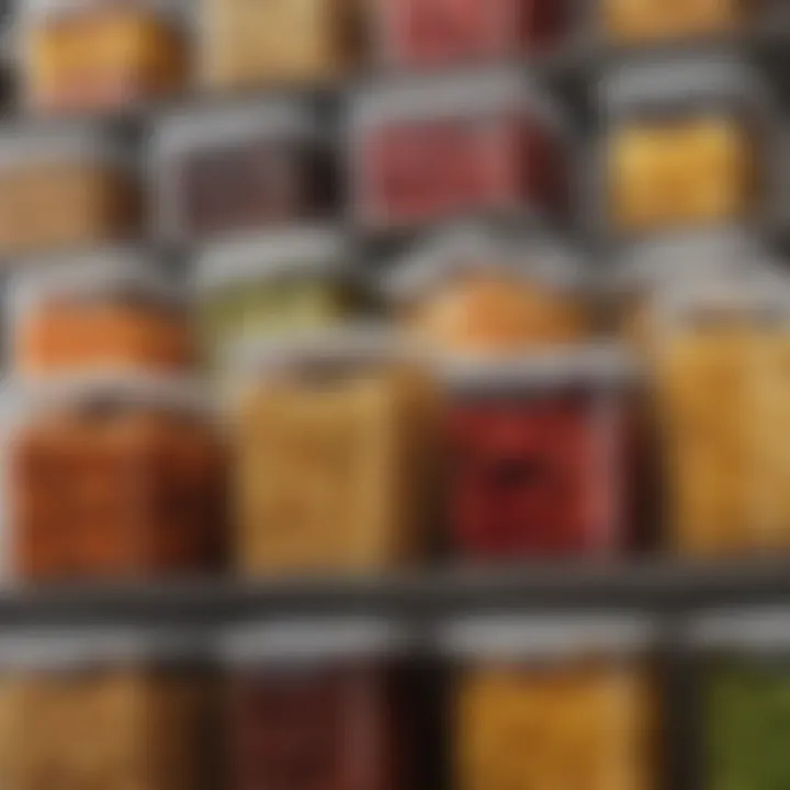 Close-up of airtight containers showcasing food preservation