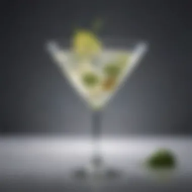 Close-up of a chilled martini glass ready for service