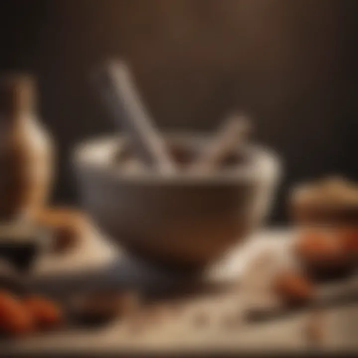 Close-up of a traditional Chinese mortar and pestle