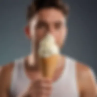 Mindful Enjoyment of Ice Cream A person savoring a scoop of ice cream in a cone
