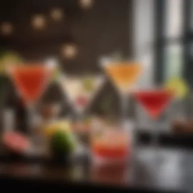 A selection of low-calorie cocktails on a table