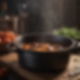 A gleaming cast iron pot showcasing its seasoned surface