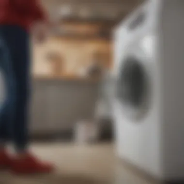 A person inspecting the washing machine filter