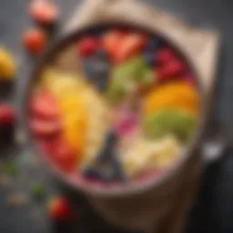 Vibrant smoothie bowl topped with fresh fruits and seeds