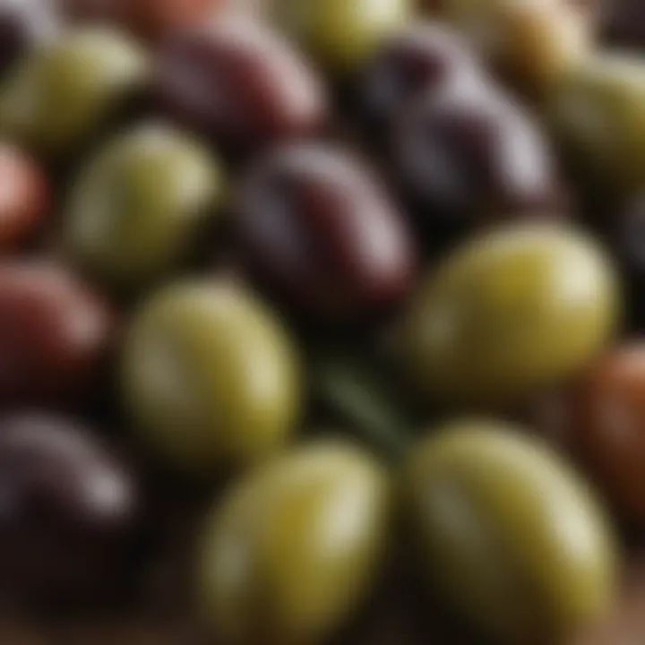 Close-up of olives showcasing their texture and ripeness