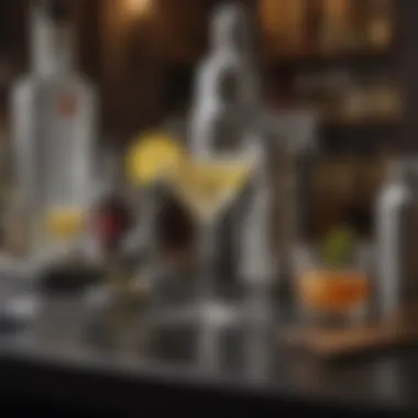 Stylish bar setup with cocktail utensils and fresh garnishes