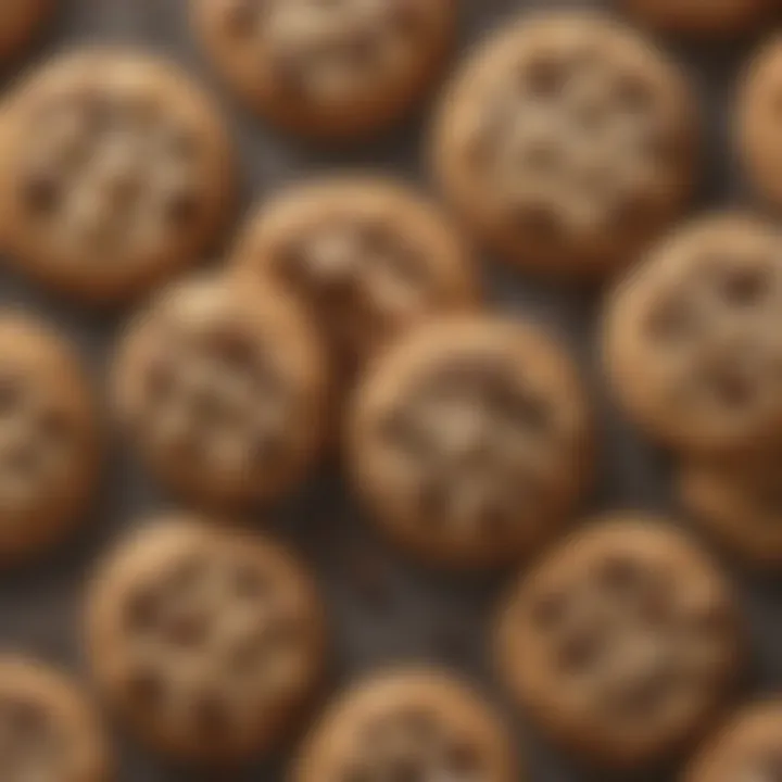 A close-up of chocolate chip cookies showcasing their texture and chocolate chunks