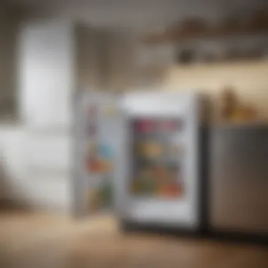 Energy-efficient mini fridge in a modern kitchen setting