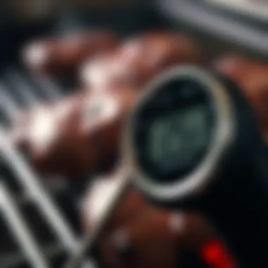 Close-up of a digital thermometer reading