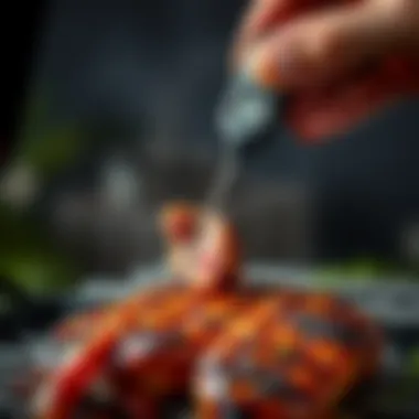 Thermometer being inserted into a cut of meat