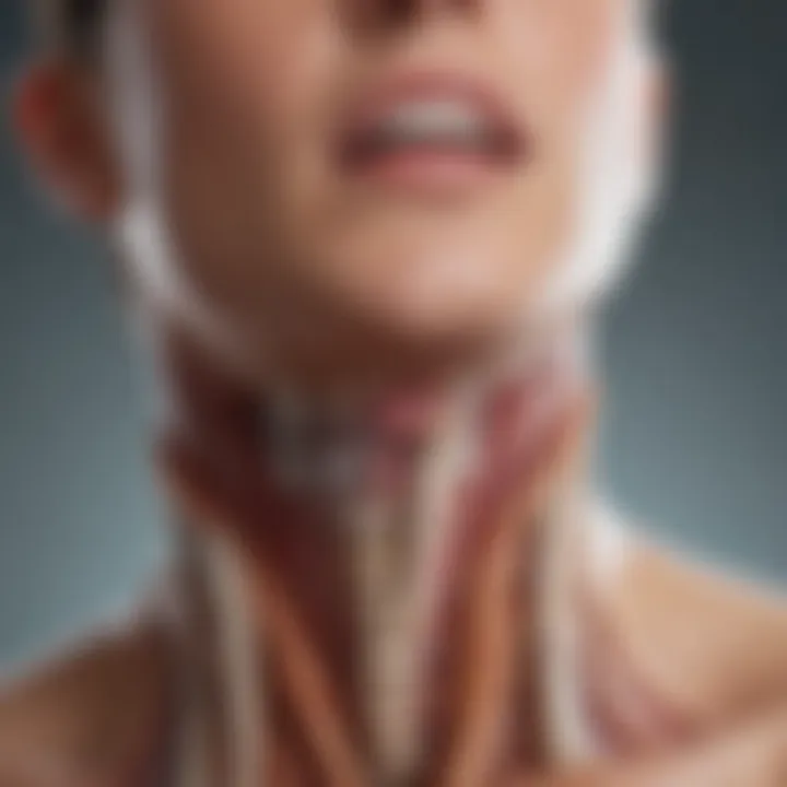 Visual representation of throat anatomy highlighting pain areas