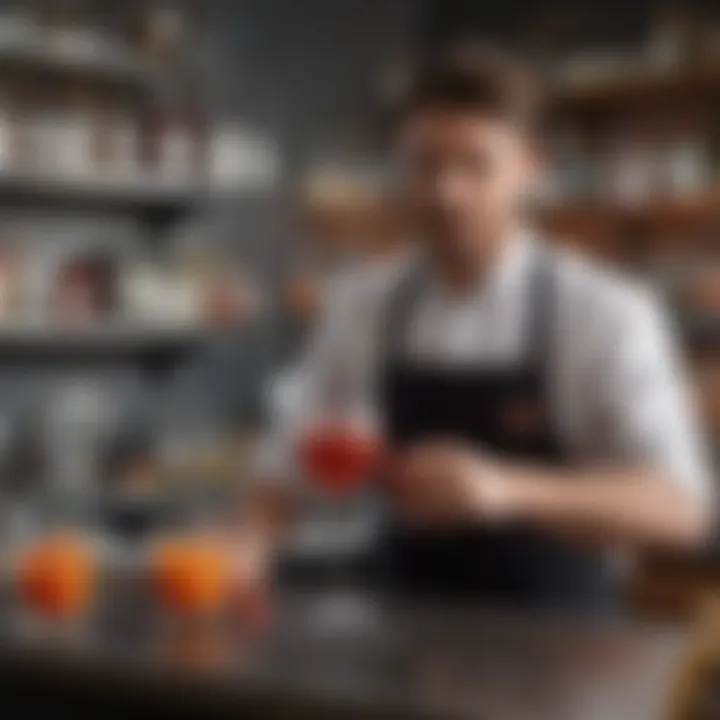 A vibrant bartender showcasing a crafted drink