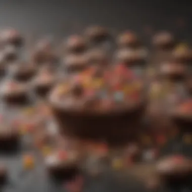 Close-up of sprinkles and toppings on melted chocolate