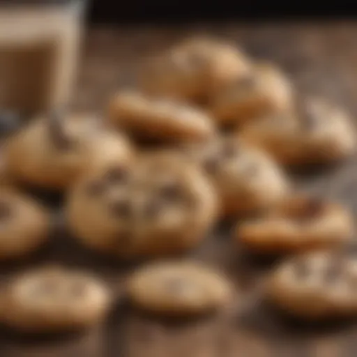 Delicate soft bake cookies arranged on a rustic wooden background