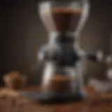 Close-up view of a conical burr coffee grinder showcasing its design and functionality