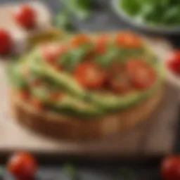 A vibrant avocado toast topped with cherry tomatoes and microgreens