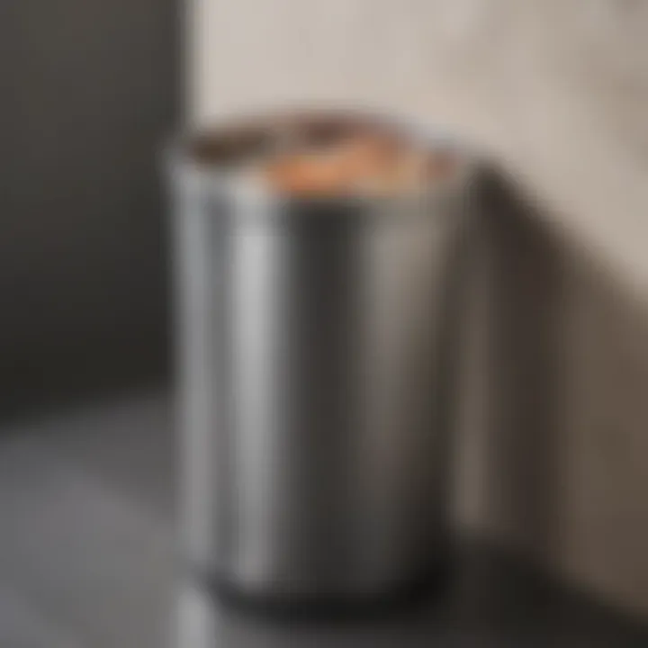 Modern metal trash can with a sleek finish