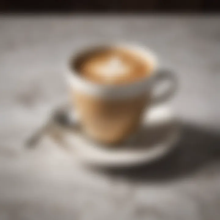 Freshly brewed espresso shot on a marble counter