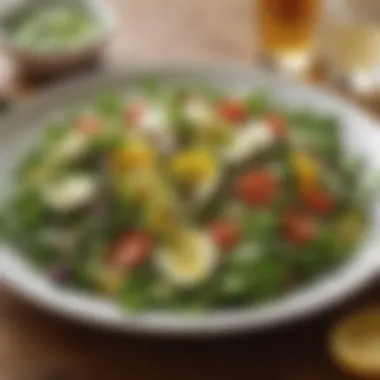 Zesty Herb Salad Delight Fresh salad with herbs and a drizzle of dressing